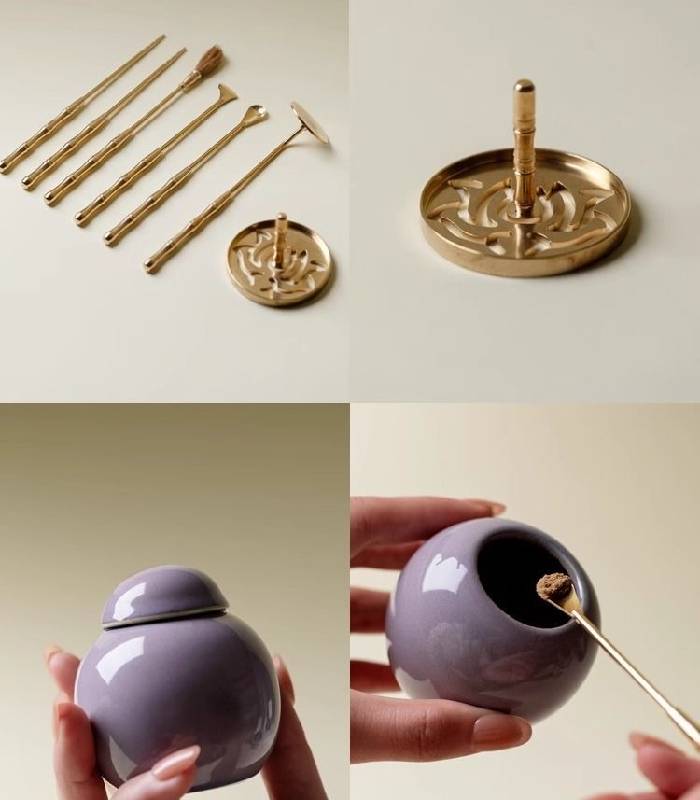 打700800-2 Purple Ceramic Incense Seal Set - Image 3