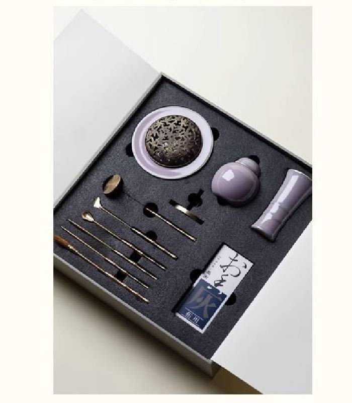 打700800-5 Purple Ceramic Incense Seal Set - Image 2